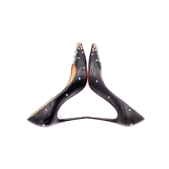 Christian Louboutin Black Leather Studded Spike Pumps Heels EU 37 - Picture 5 of 8